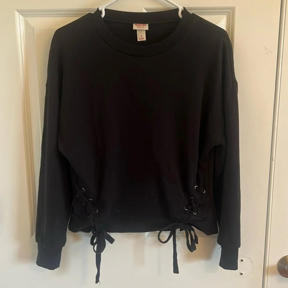 Black Sweatshirt with Lace Up Detail by Mossimo Size S - Picture 1 of 8